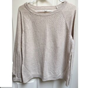 Sonoma Weaved Pattern Cream Ivory Lightweight Long Sleeve Sweater womens Large